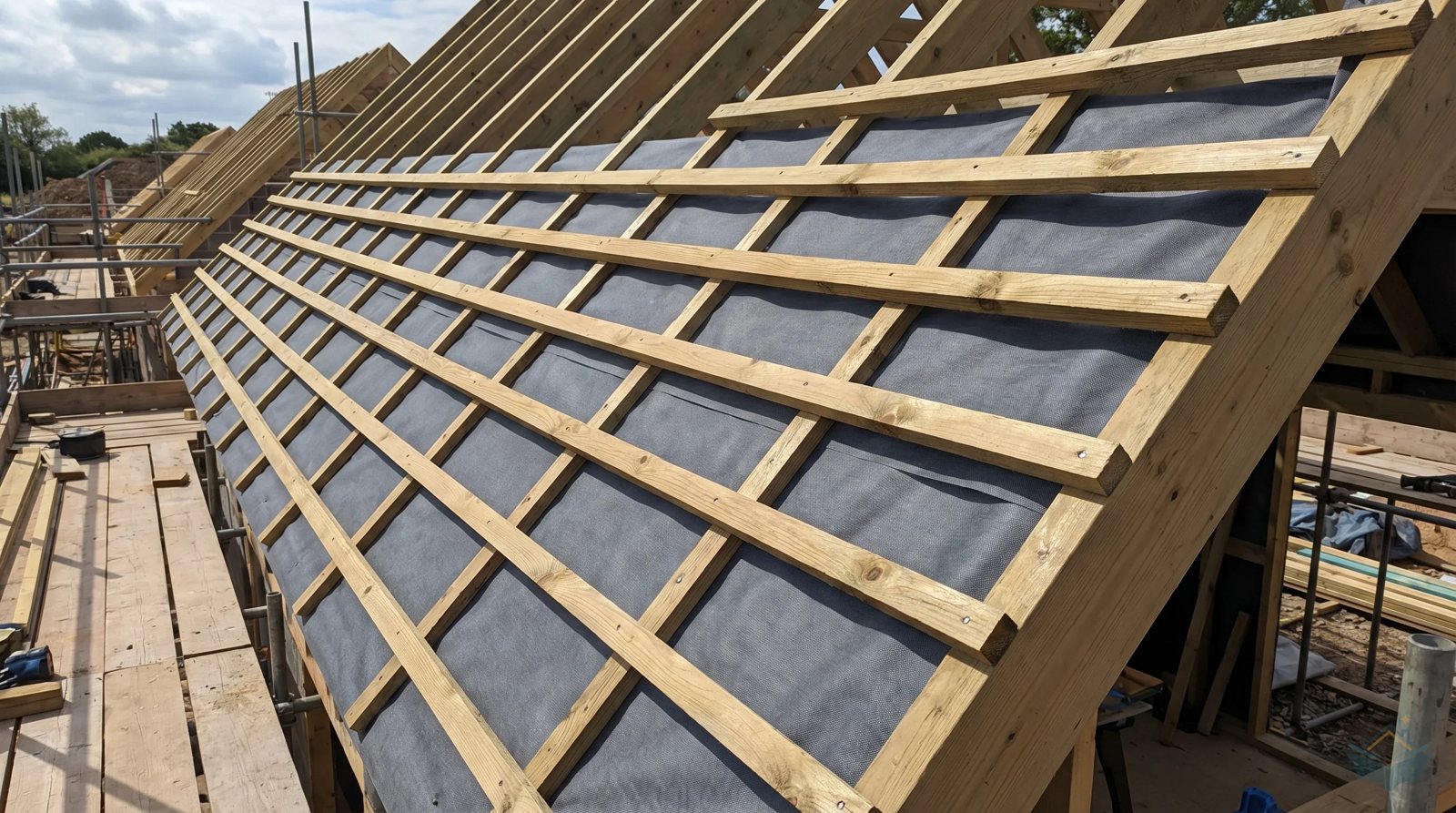 Roofing battens over breathable membrane